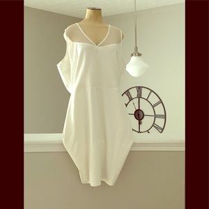 White Mesh Should Strap Curve Fitting Dress